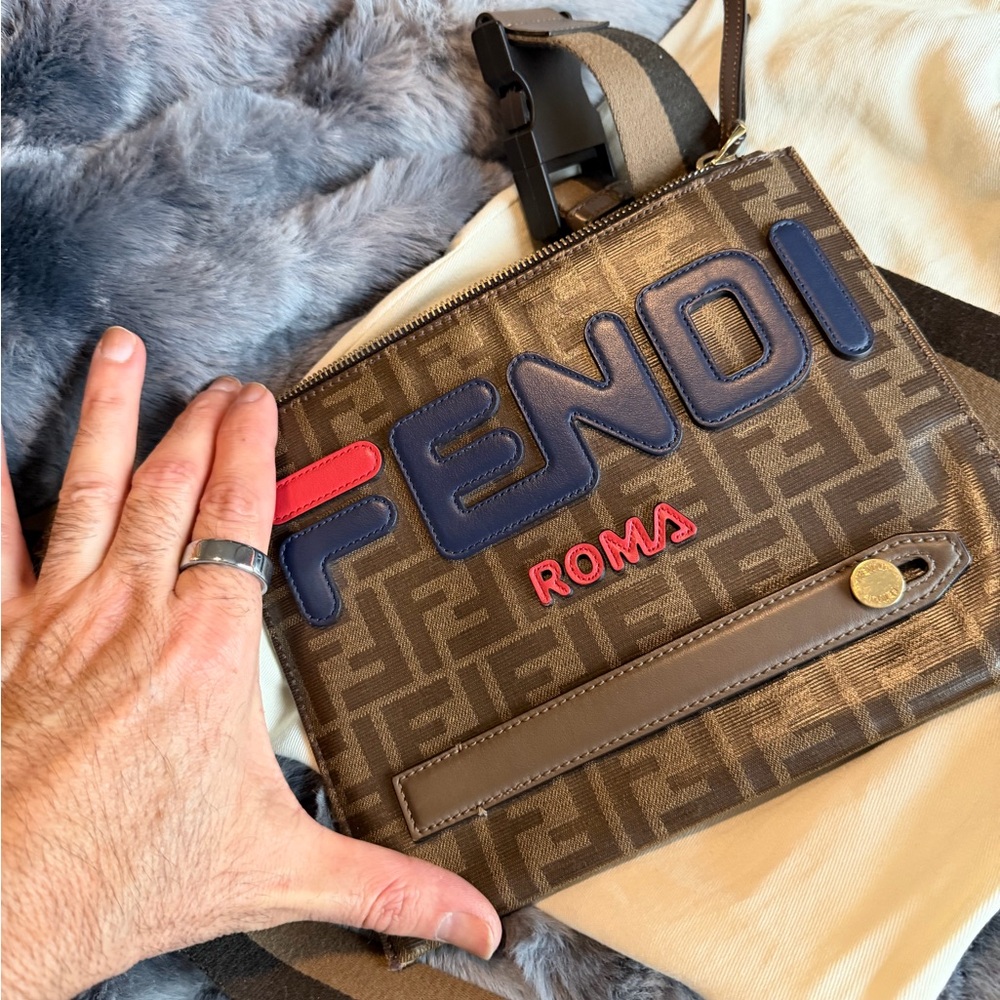 Fendi Brown cross body with Blue and Red Accents - Picture 2 of 11